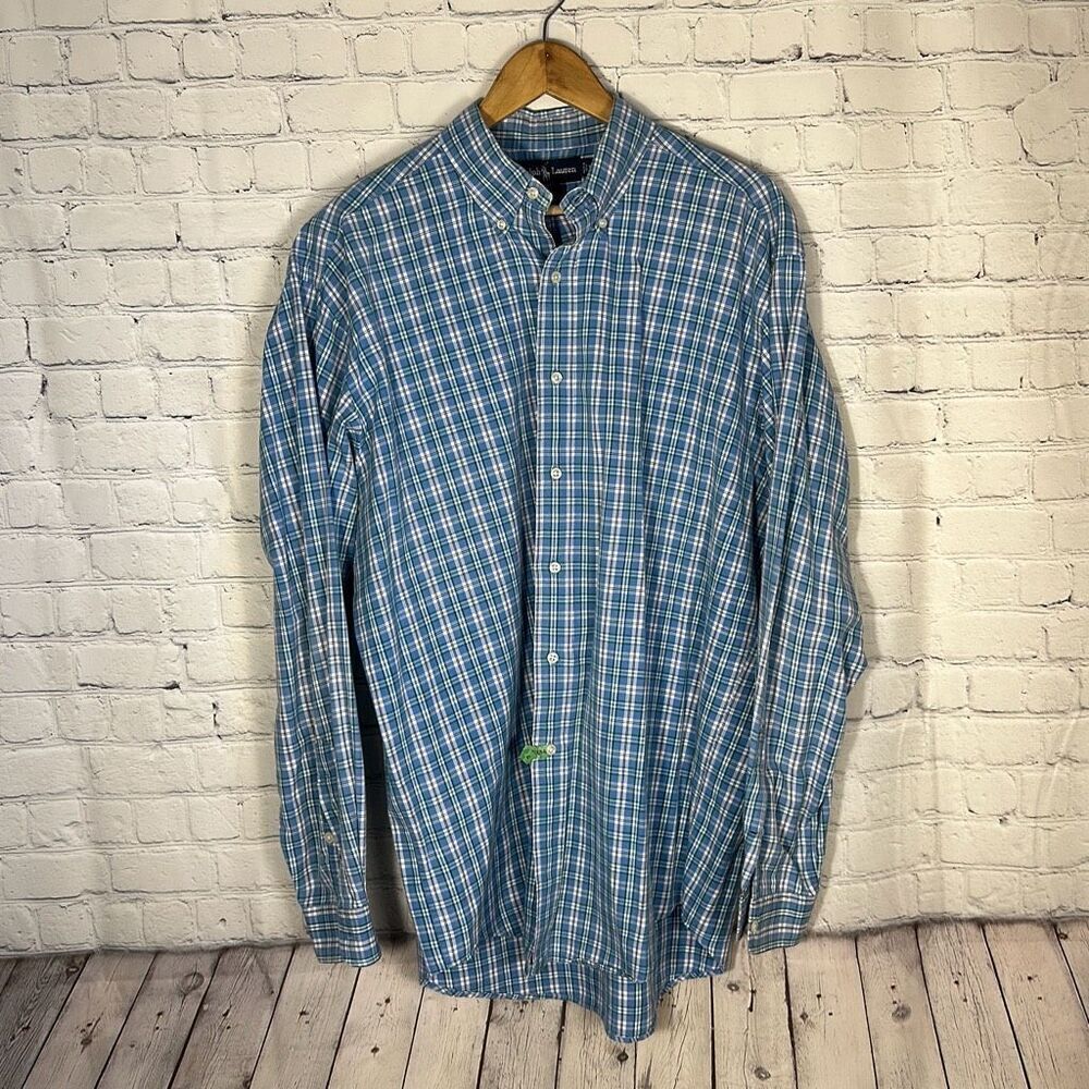 Ralph Lauren Blaire Plaid Cotton Shirt‎ Size L Large Long Sleeve